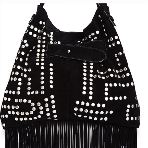 Sam Edelman Suede Leather studded fringe bag - Picture 2 of 8